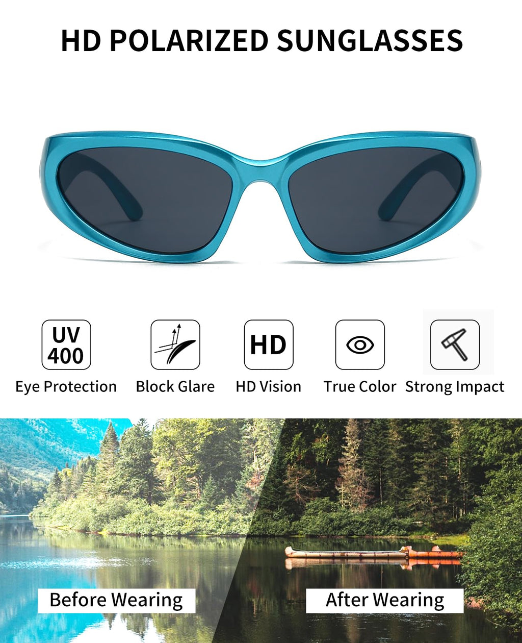 SOAR&EAGLE Y2K 3Pack Polarized sunglasses Wrap Around Men's Women's sunglasses Fashion Sport Shades Sun Glasses