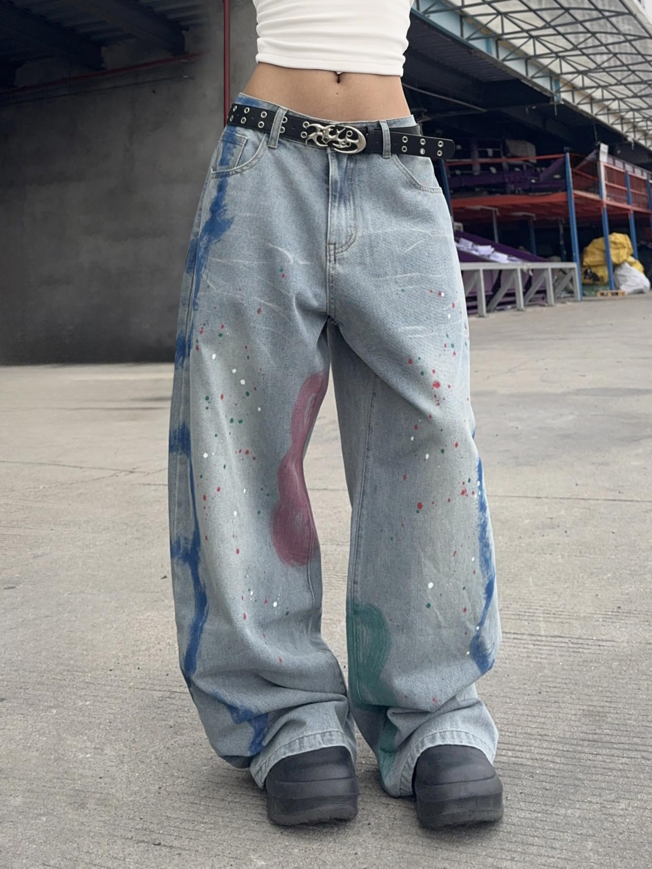 Womens Baggy Jeans Wide Leg Denim Pants Y2k 90s Vintage Hip Hop Loose Long Trousers Streetwear