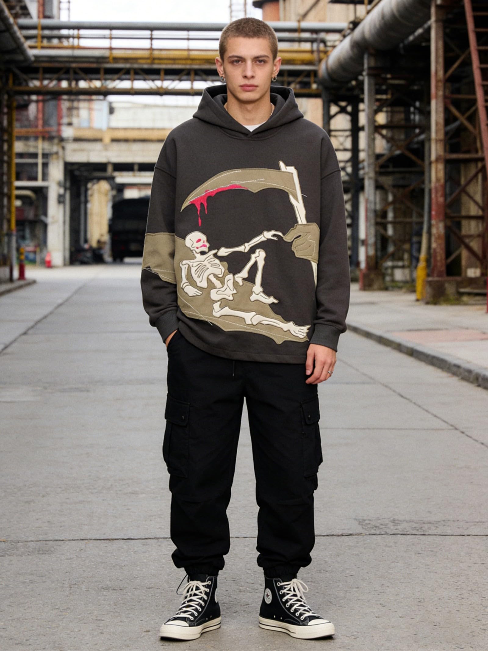YEOU Men's Fashion Pullover Hoodie Sweatshirt Fleece Y2K Harajuku Hip Hop Streetwear Casual Sweatshirt Hooded