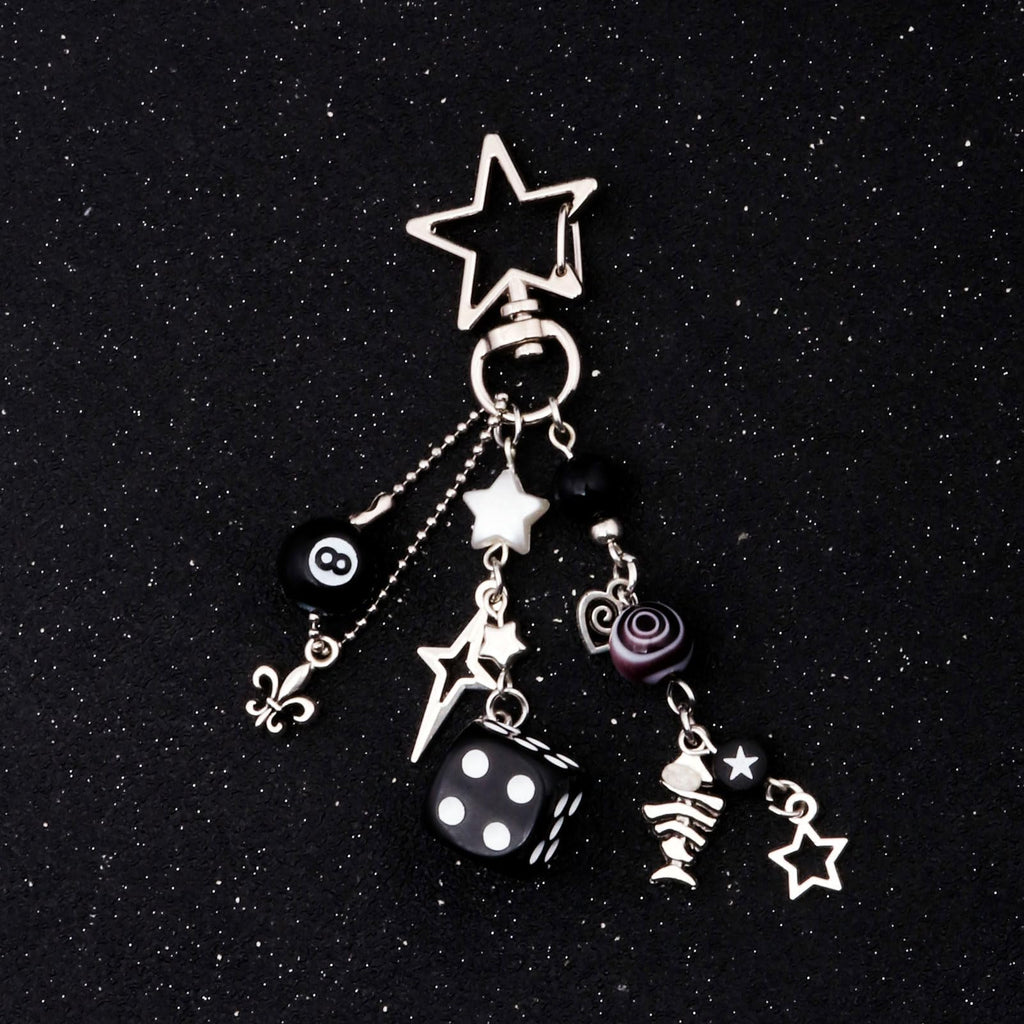 8 Ball Dice Charm Keychain - Cute Bag Purse Handbag Accessories - Y2K Aesthetic Key Chain for Women Men