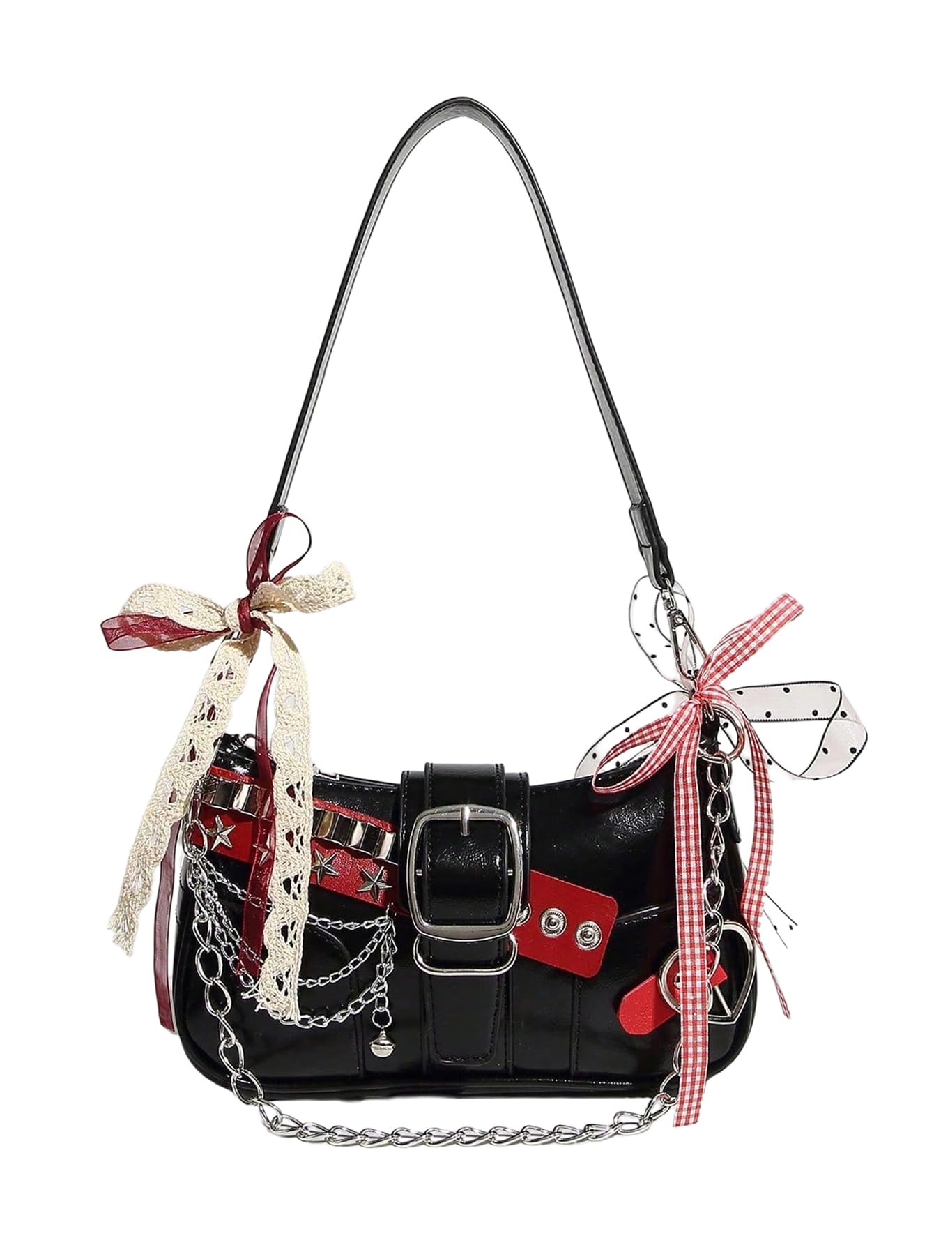 Verdusa Women's Y2k Star Embroidery Shoulder Bag Mini Chain Hobo Handbag Purses