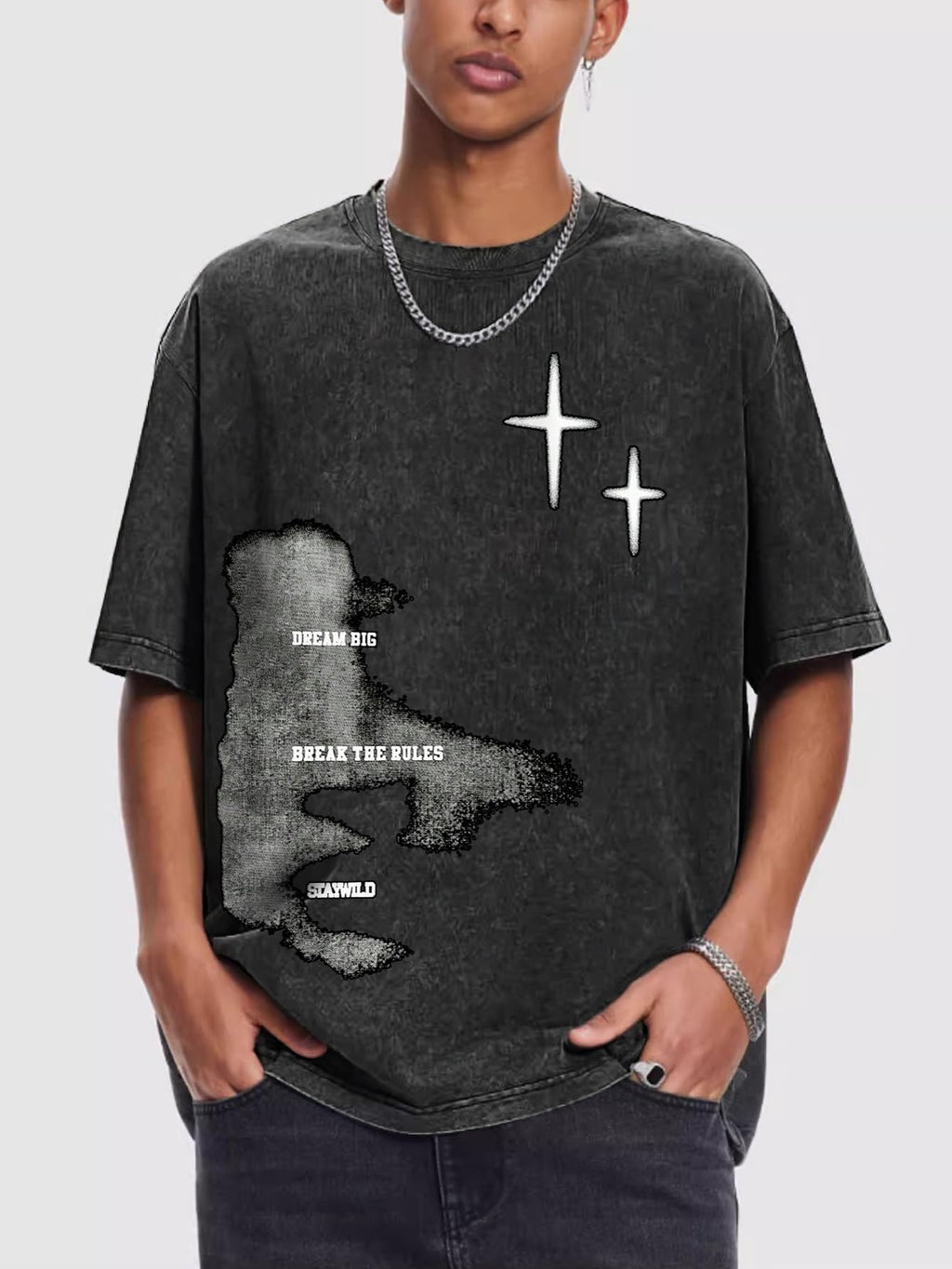 Verdusa Men's Letter Graphic Drop Shoulder T Shirts Casual Round Neck Tee Top