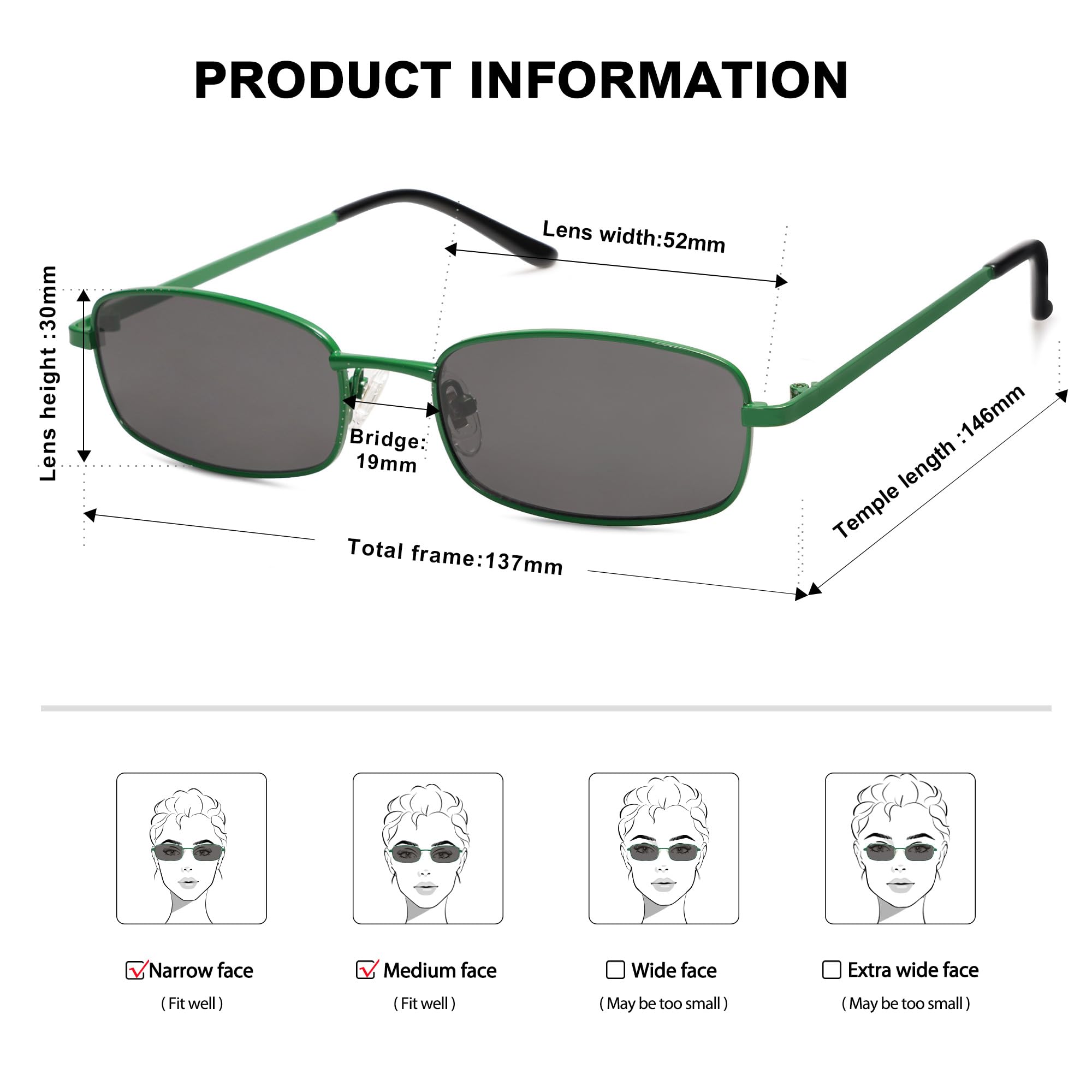 SOJOS Small Trendy Rectangle Sunglasses Womens Mens, Retro 80s 90s Y2k Chic Narrow Thin Skinny Sunnies SJ1187