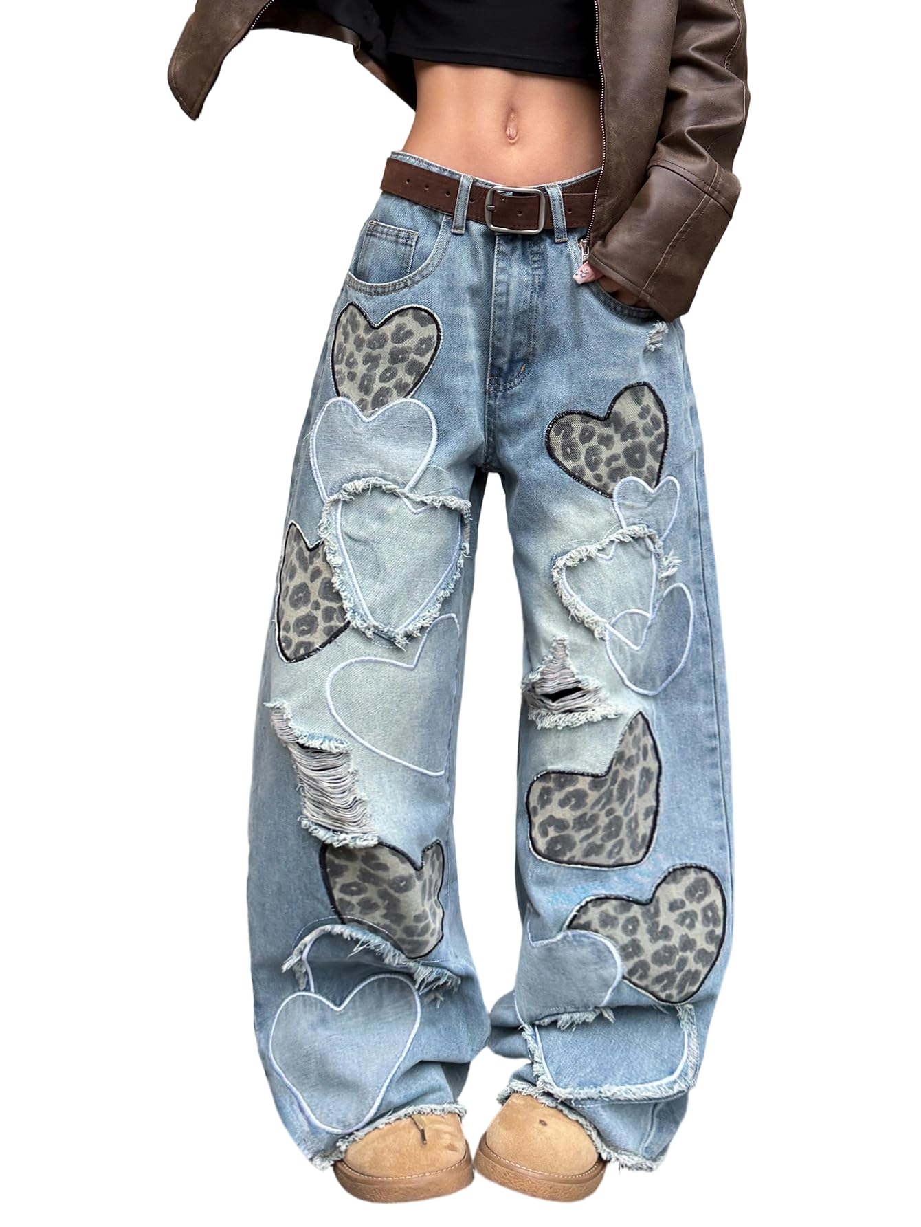 Womens Baggy Jeans Wide Leg Denim Pants Y2k 90s Vintage Hip Hop Loose Long Trousers Streetwear