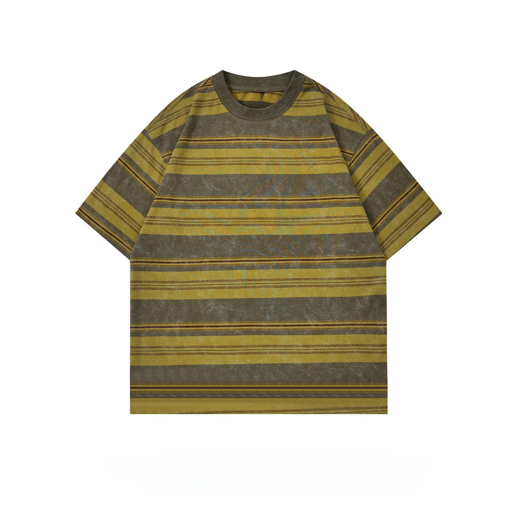 Men's Y2K Striped Baggy T-Shirt Alt Emo Summer Crewneck Short Sleeve Streetwear Top Harajuku Grunge Aesthetic Tees