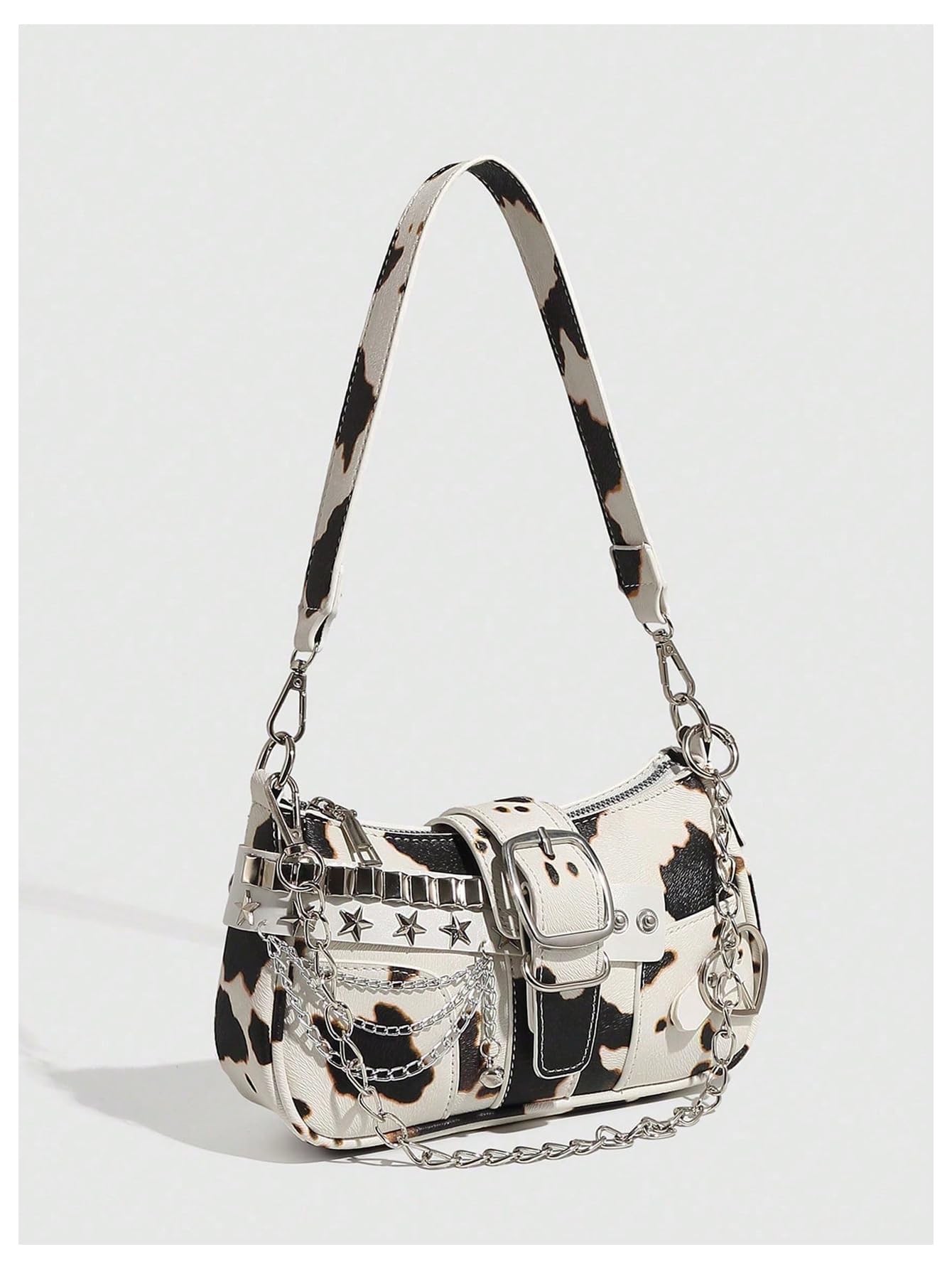 Verdusa Women's Y2k Star Embroidery Shoulder Bag Mini Chain Hobo Handbag Purses