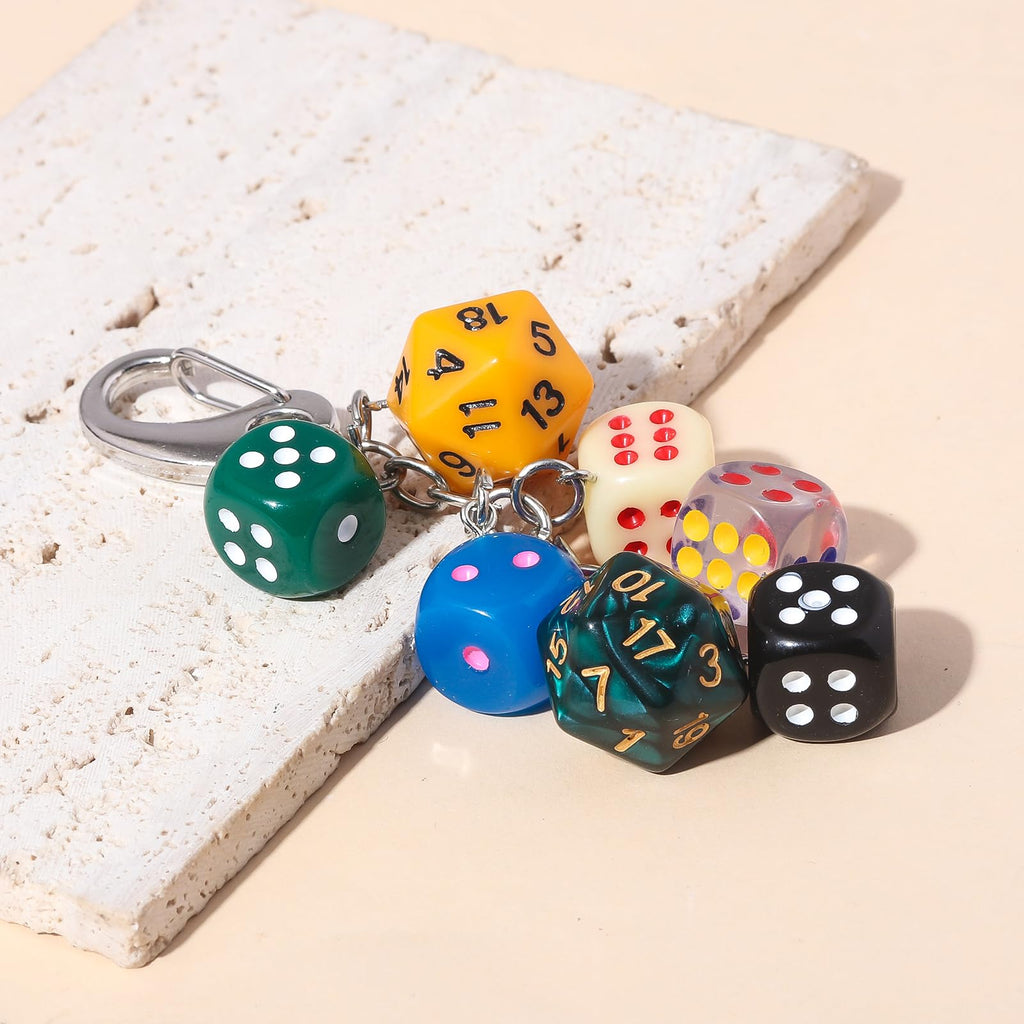 8 Ball Dice Charm Keychain - Cute Bag Purse Handbag Accessories - Y2K Aesthetic Key Chain for Women Men