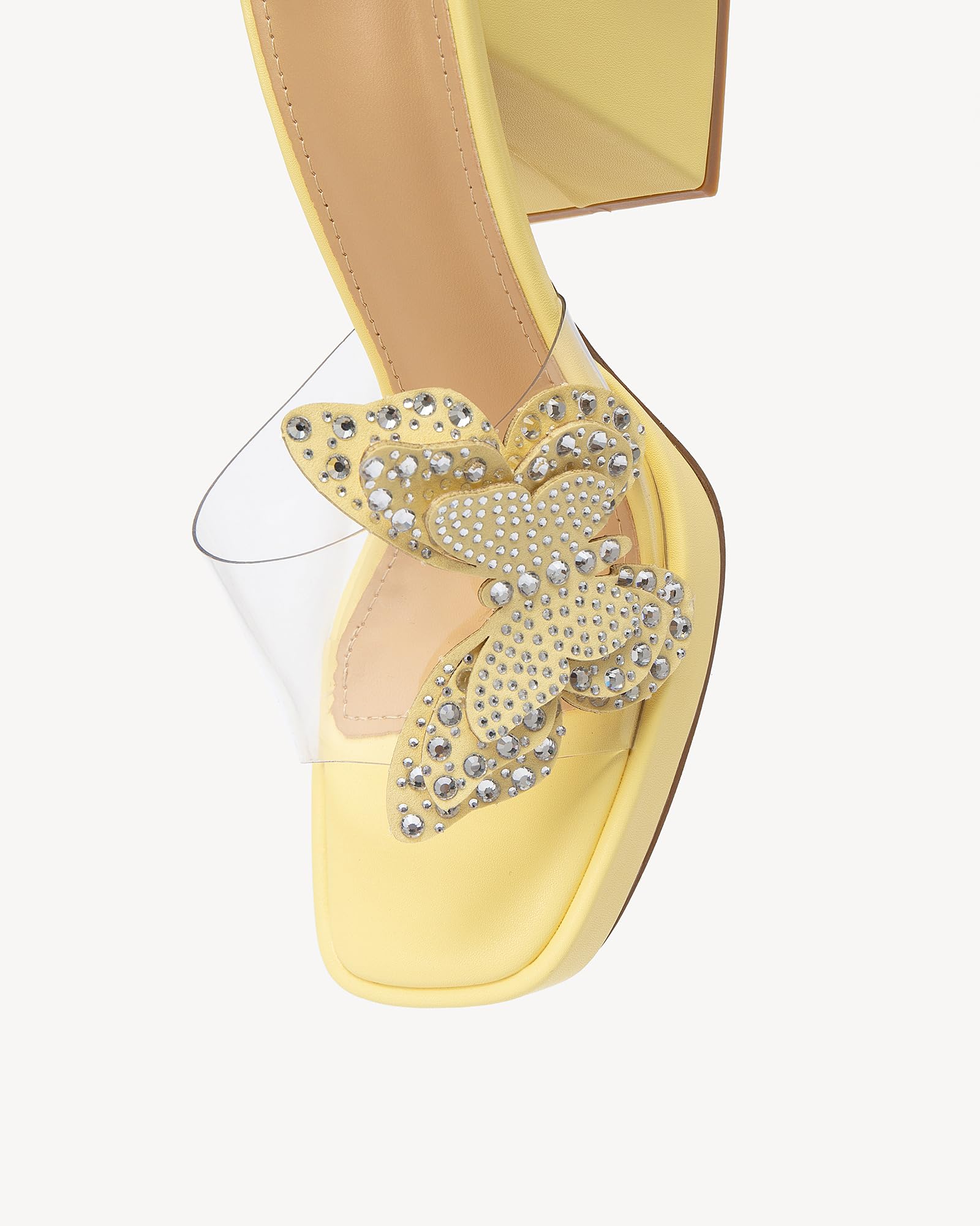 NEWBELLA Butterfly Rhinestone Platform Heels - Transparent Chunky High Heels Sandals for Women, Perfect for Prom and Dressy Occasions-Y2K Fairy Style