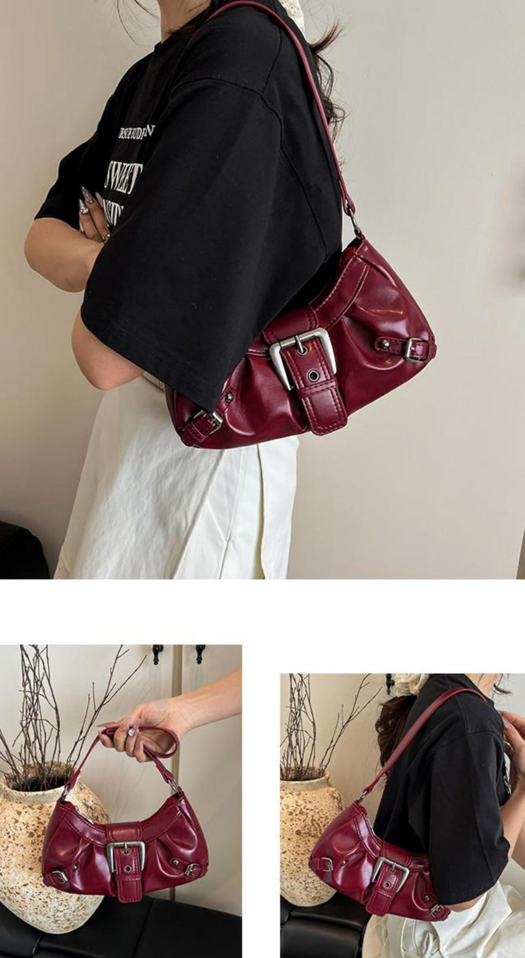 Y2k Purses for Women, Small Hobo Shoulder Bags Handbag Goth Punk Clutch Purse Trendy Underarm Bag