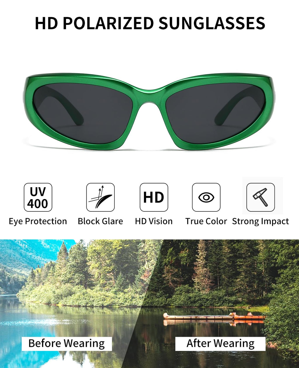 SOAR&EAGLE Y2K 3Pack Polarized sunglasses Wrap Around Men's Women's sunglasses Fashion Sport Shades Sun Glasses
