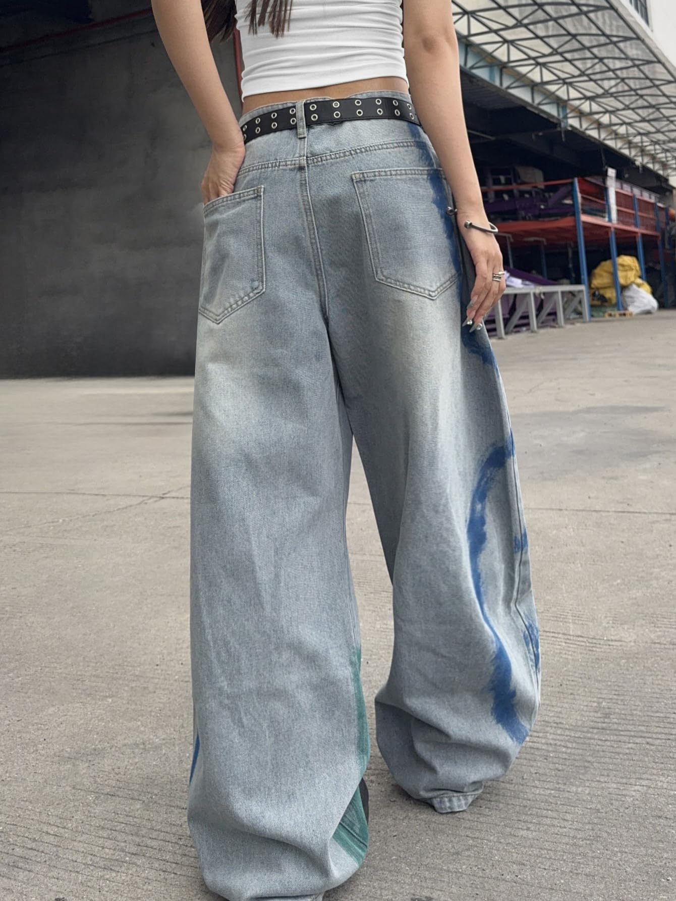 Womens Baggy Jeans Wide Leg Denim Pants Y2k 90s Vintage Hip Hop Loose Long Trousers Streetwear