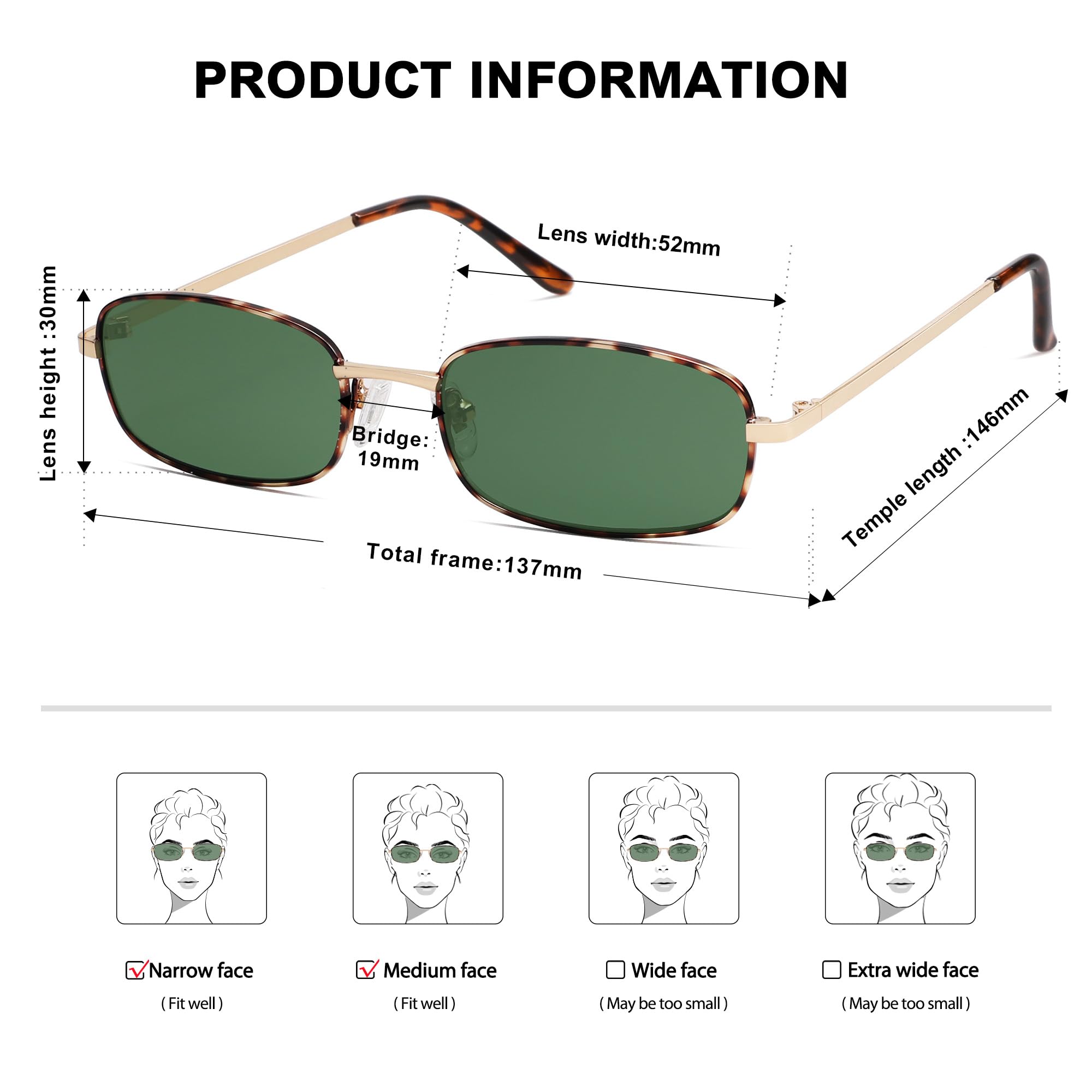 SOJOS Small Trendy Rectangle Sunglasses Womens Mens, Retro 80s 90s Y2k Chic Narrow Thin Skinny Sunnies SJ1187
