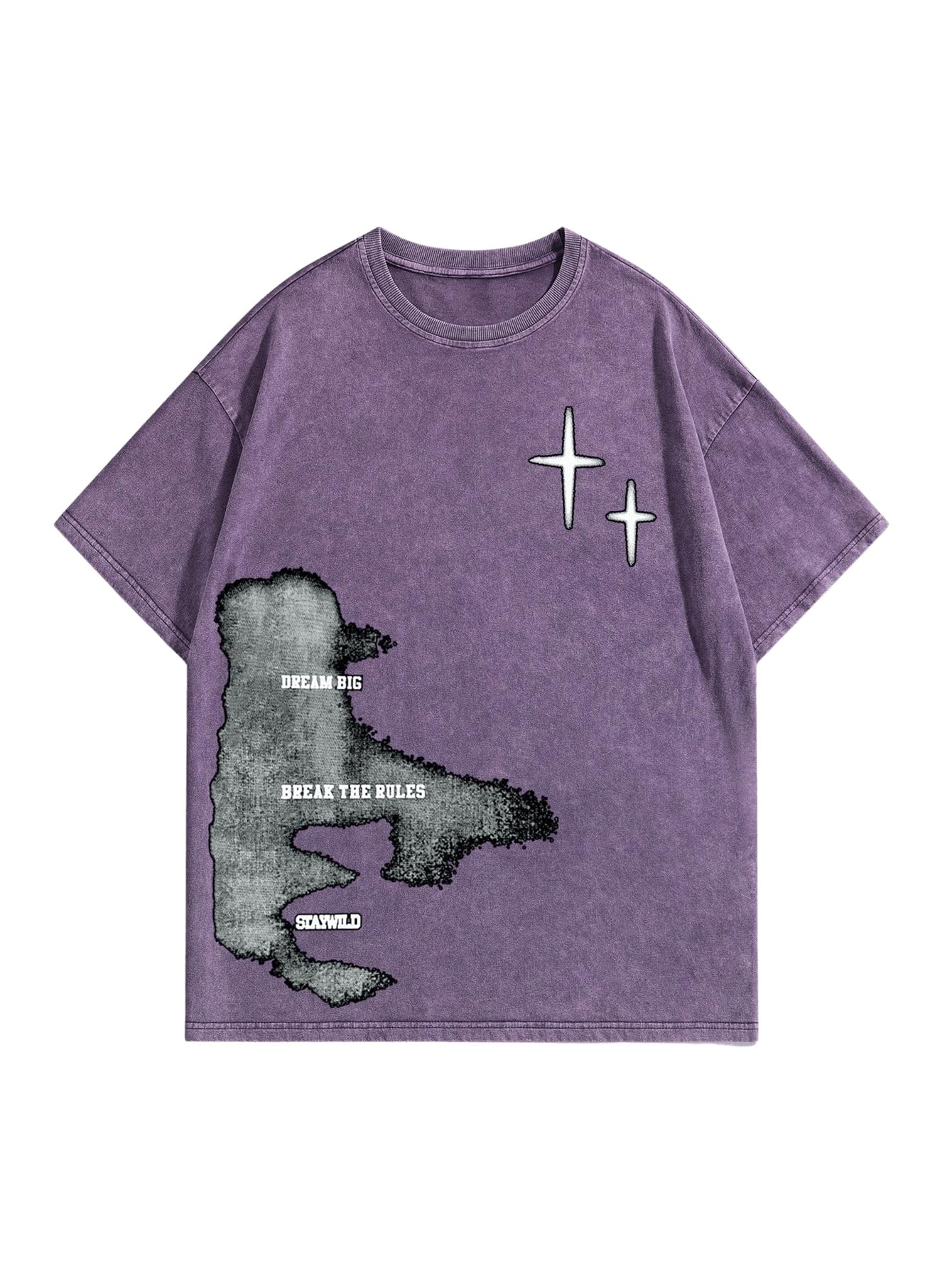 Verdusa Men's Letter Graphic Drop Shoulder T Shirts Casual Round Neck Tee Top