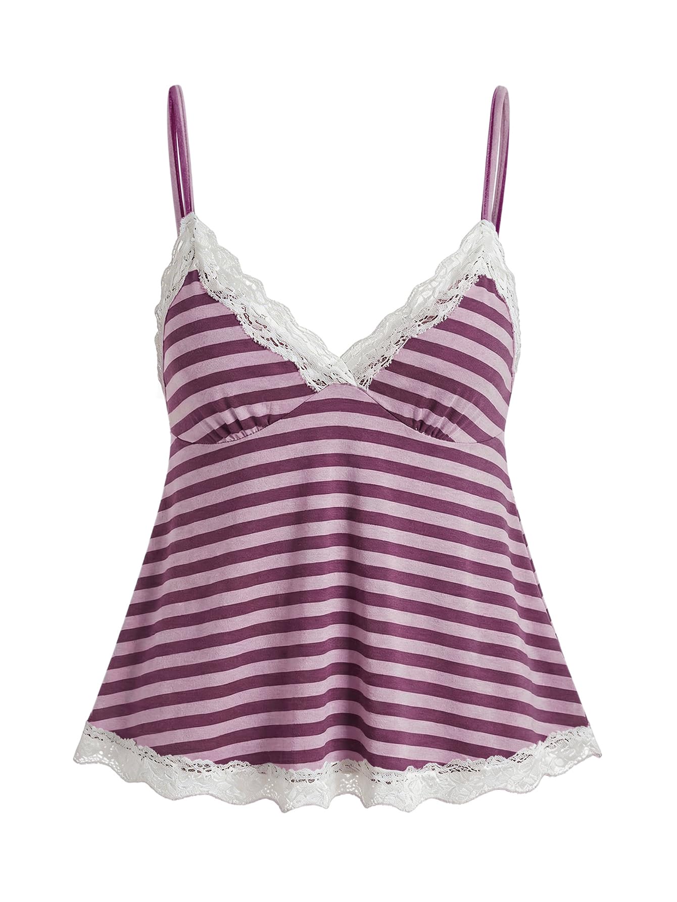 SOLY HUX Womens Y2K Lace Cami Sleeveless Striped Spaghetti Strap Camisole Gothic Babydoll Tops