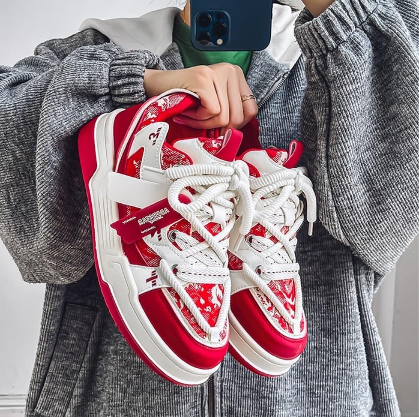 Men's Retro Color Block Fashion Sneakers Walking Casual Shoes Chunky Platform Sneakers
