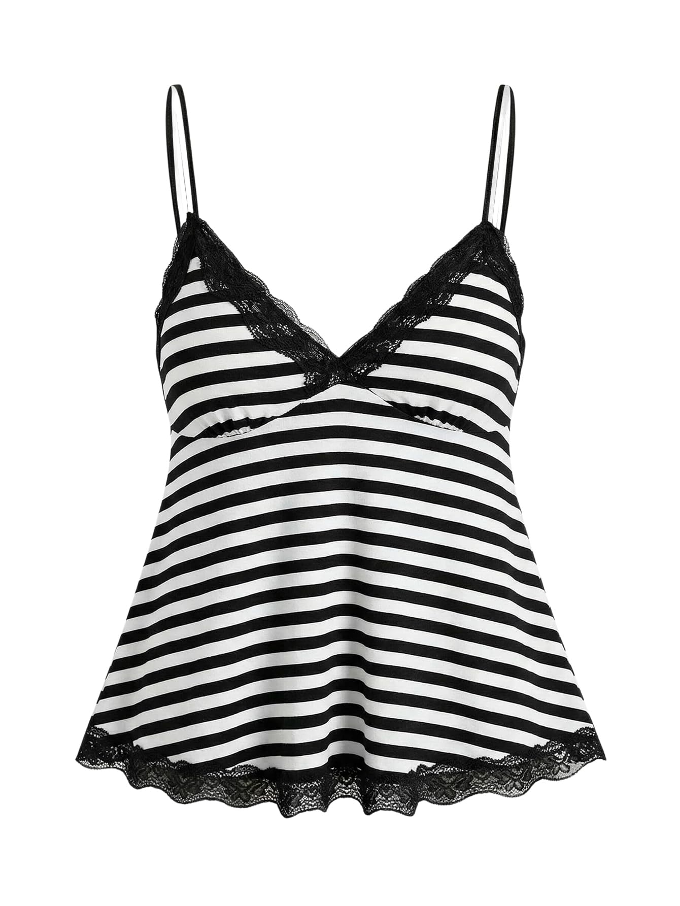 SOLY HUX Womens Y2K Lace Cami Sleeveless Striped Spaghetti Strap Camisole Gothic Babydoll Tops