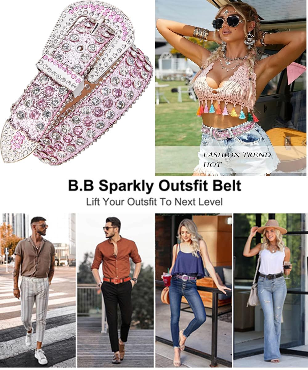 Studded Rhinestone Belts For Men Women Luxury BB Belt Y2K Bling Design Leather Shiny Diamond Christmas Gifts Belt