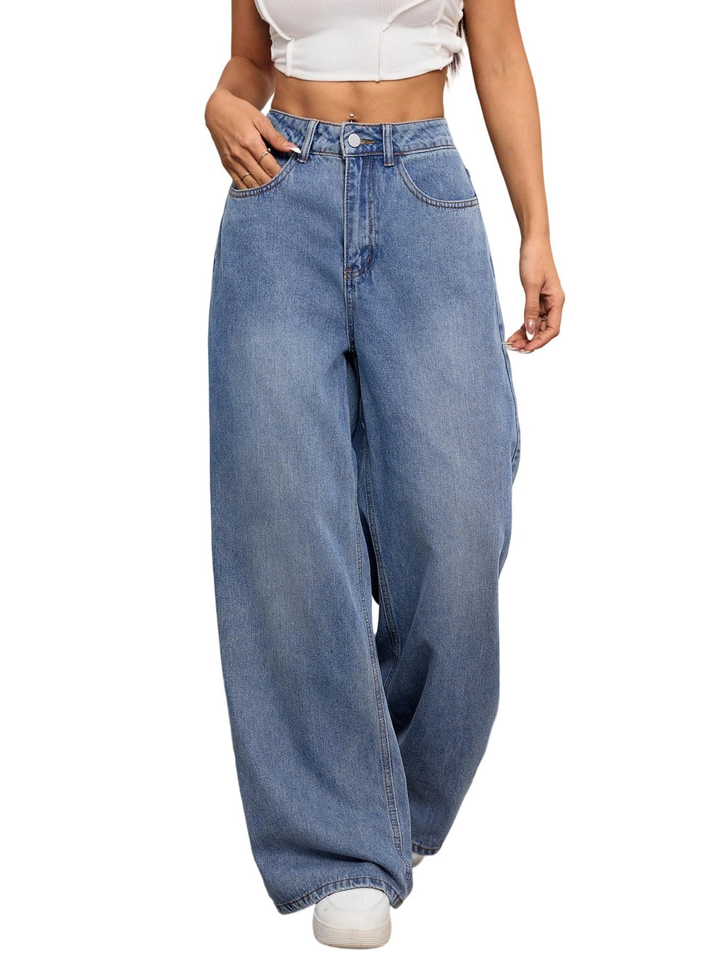 Womens Baggy Jeans Wide Leg Denim Pants Y2k 90s Vintage Hip Hop Loose Long Trousers Streetwear