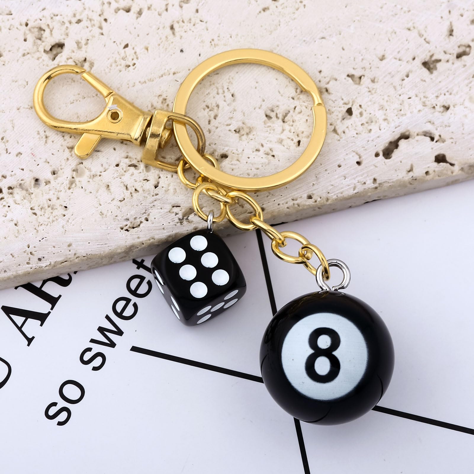 8 Ball Dice Charm Keychain - Cute Bag Purse Handbag Accessories - Y2K Aesthetic Key Chain for Women Men