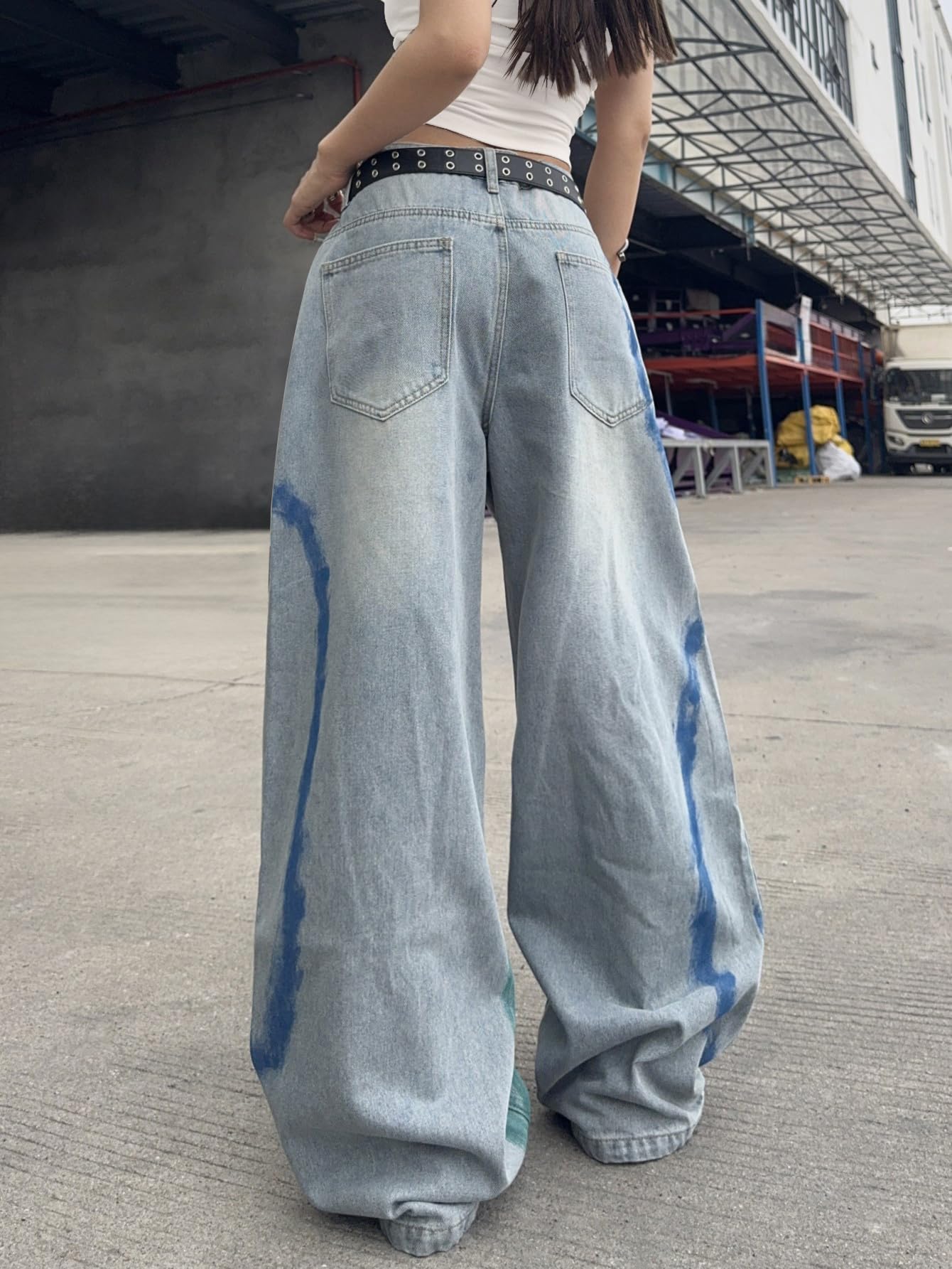 Womens Baggy Jeans Wide Leg Denim Pants Y2k 90s Vintage Hip Hop Loose Long Trousers Streetwear