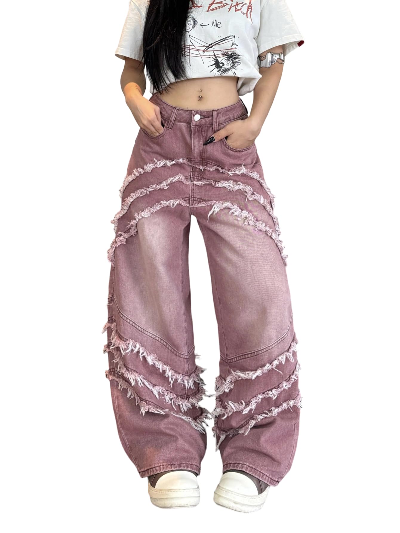 Womens Baggy Jeans Wide Leg Denim Pants Y2k 90s Vintage Hip Hop Loose Long Trousers Streetwear