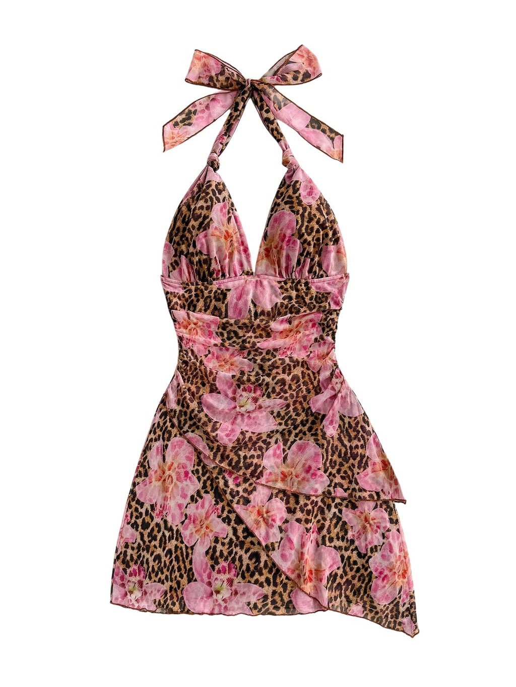 SOLY HUX Women's Y2K Summer Tie Dye Floral Print Halter Sexy Mini Dress Retro Backless Bodycon Birthday Dresses