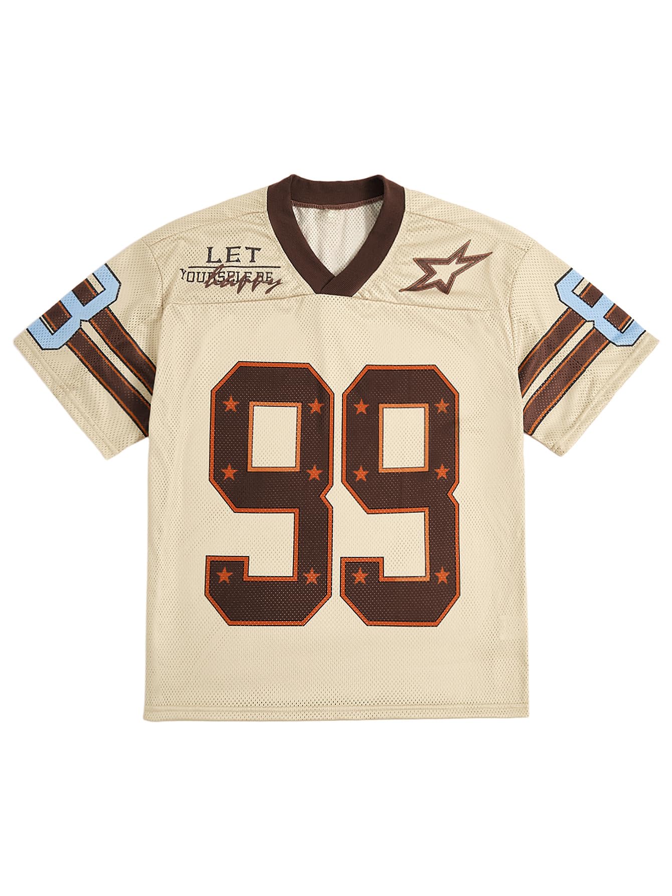 SOLY HUX Mens Jersey Y2k Baggy Shirts Graphic Tees Oversized V Neck Tshirts Summer Tops