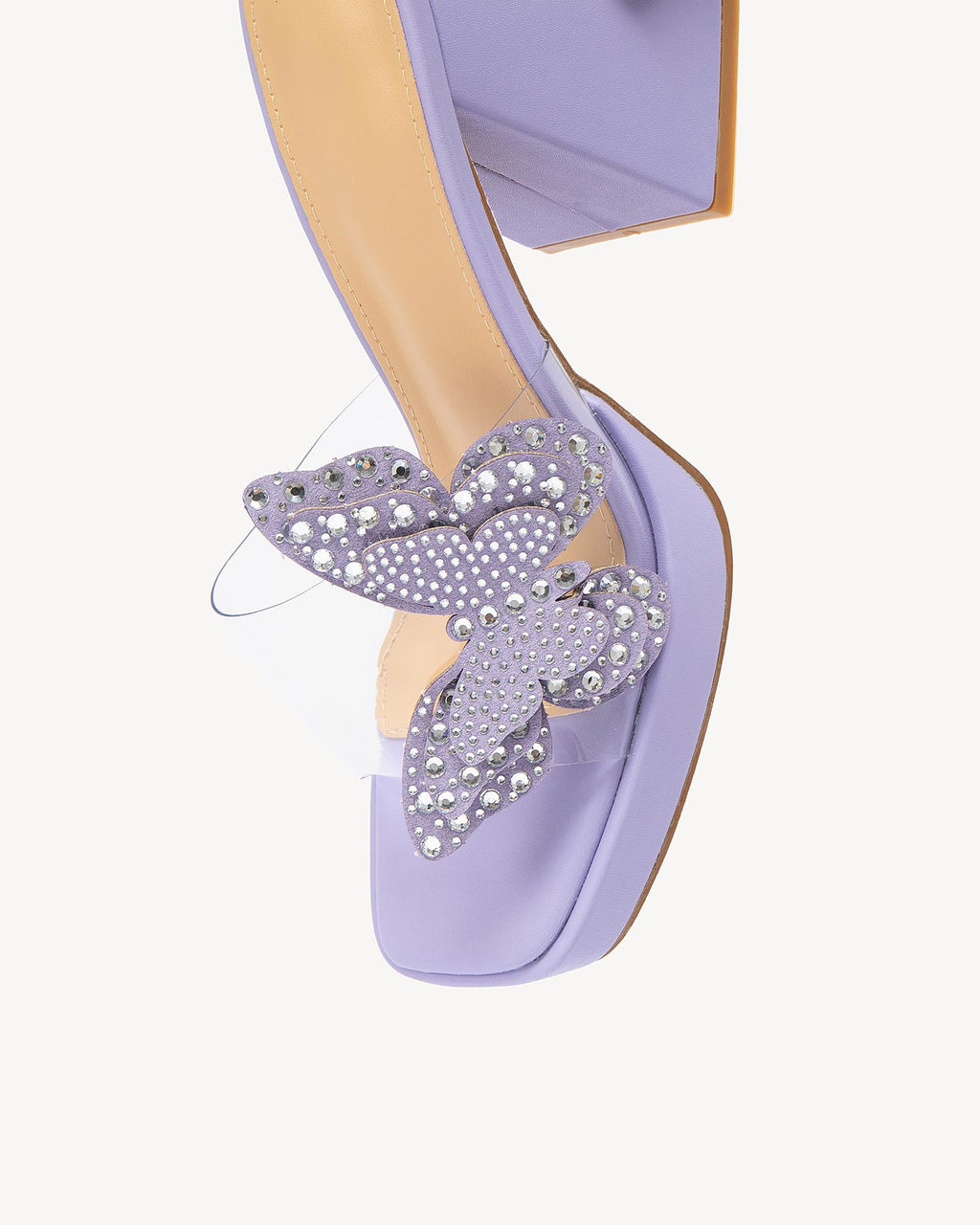 NEWBELLA Butterfly Rhinestone Platform Heels - Transparent Chunky High Heels Sandals for Women, Perfect for Prom and Dressy Occasions-Y2K Fairy Style