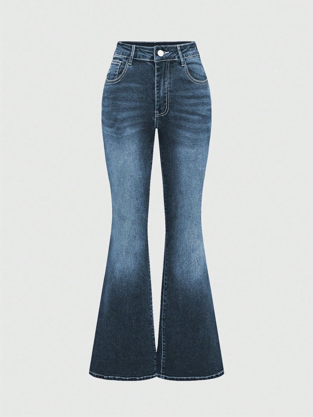 MakeMeChic Women's Flared Jeans Bell Bottom Jeans Embroidered Y2K High Waist Stretchy Denim Pants