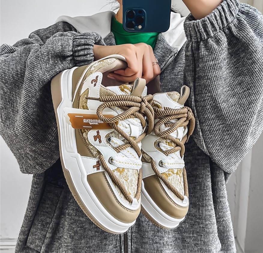Men's Retro Color Block Fashion Sneakers Walking Casual Shoes Chunky Platform Sneakers