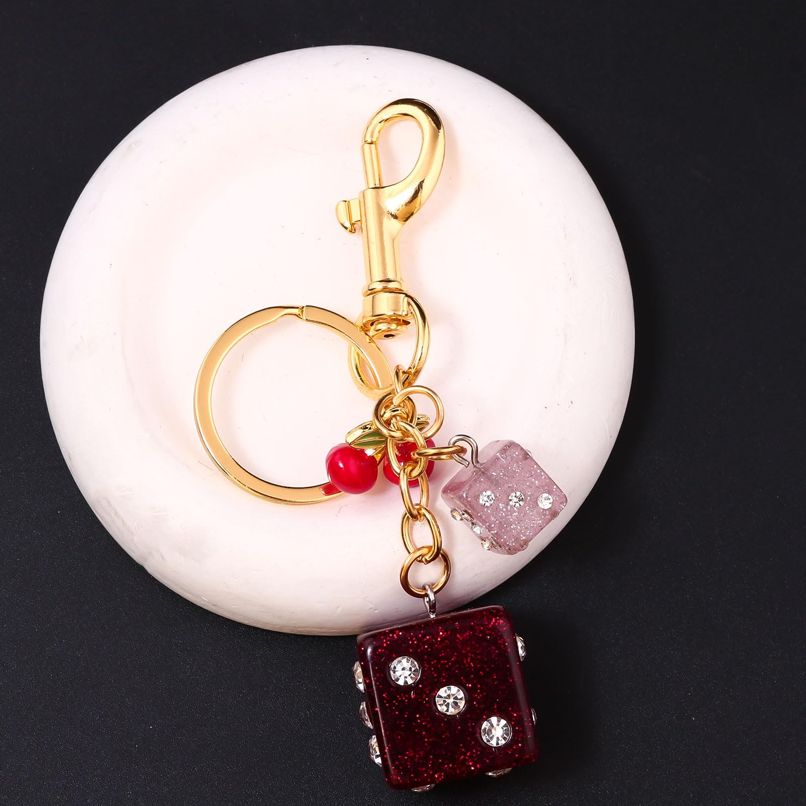 8 Ball Dice Charm Keychain - Cute Bag Purse Handbag Accessories - Y2K Aesthetic Key Chain for Women Men