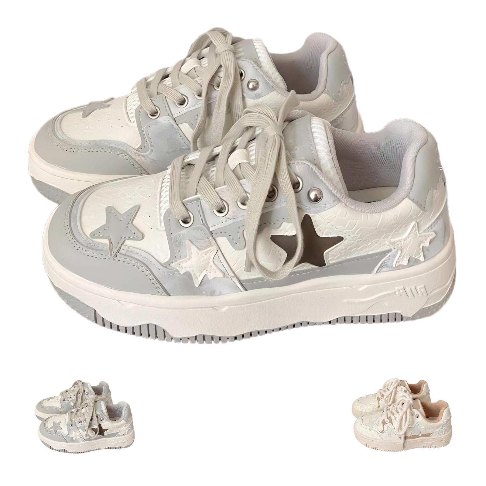 Star Shoes Walking Sneakers for Women - Chunky Platform Y2K Aesthetic Cute Stars Comfort Support US 4-8