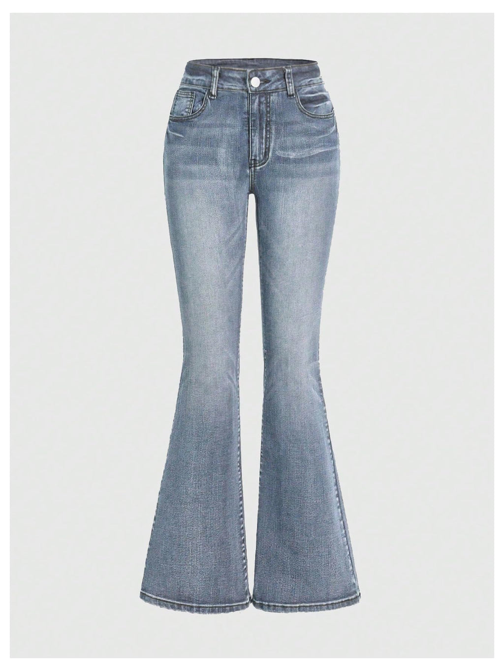 MakeMeChic Women's Flared Jeans Bell Bottom Jeans Embroidered Y2K High Waist Stretchy Denim Pants