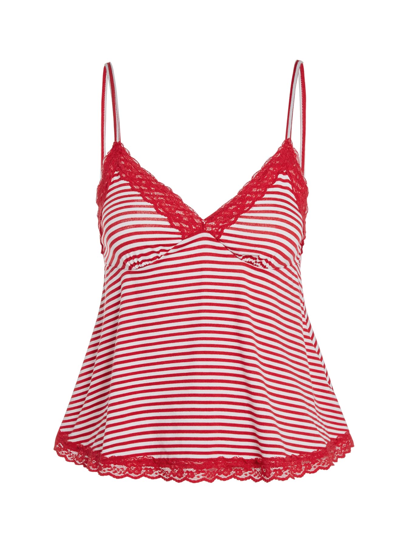 SOLY HUX Womens Y2K Lace Cami Sleeveless Striped Spaghetti Strap Camisole Gothic Babydoll Tops