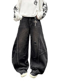 Mens Baggy Jeans Y2k Hip Hop Wide Leg Jeans Stylish Skater Denim Pants Casual Loose Fit Trousers Streetwear