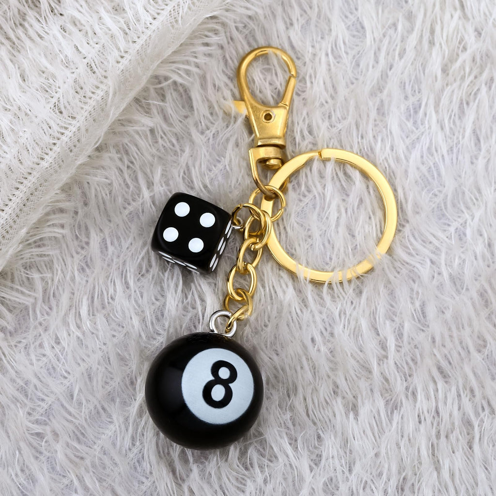 8 Ball Dice Charm Keychain - Cute Bag Purse Handbag Accessories - Y2K Aesthetic Key Chain for Women Men