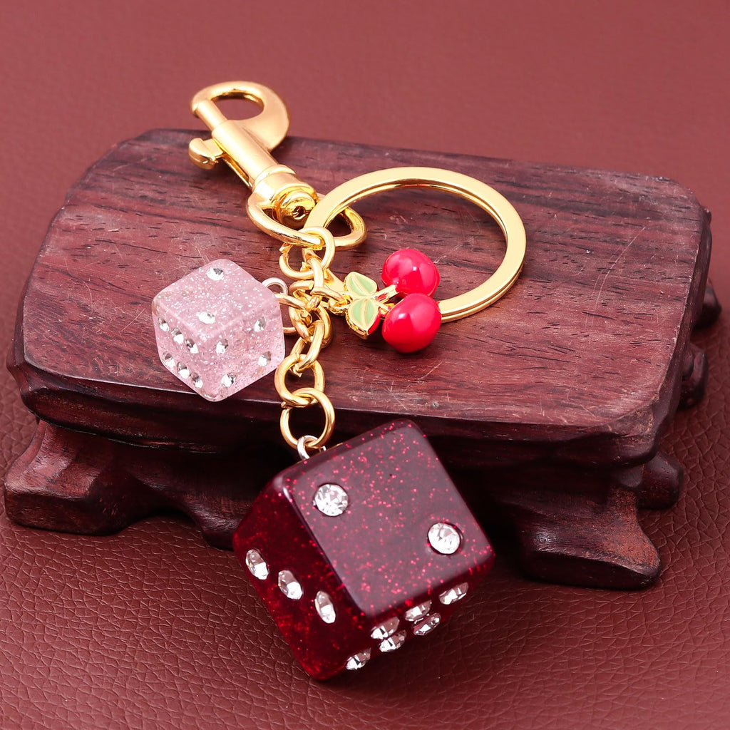 8 Ball Dice Charm Keychain - Cute Bag Purse Handbag Accessories - Y2K Aesthetic Key Chain for Women Men