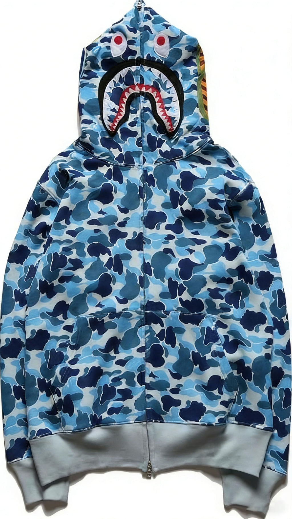 Unisex Camouflage Hoodie with Shark Embroidery, Full Zip, Lightweight Couple sweatshirts heavyweight hoodie