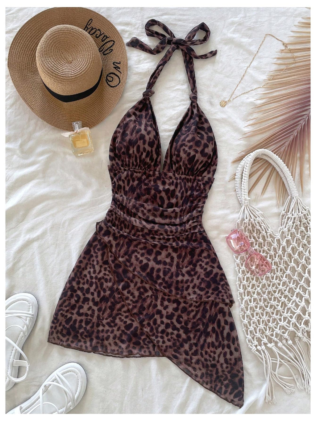 SOLY HUX Women's Y2K Summer Tie Dye Floral Print Halter Sexy Mini Dress Retro Backless Bodycon Birthday Dresses