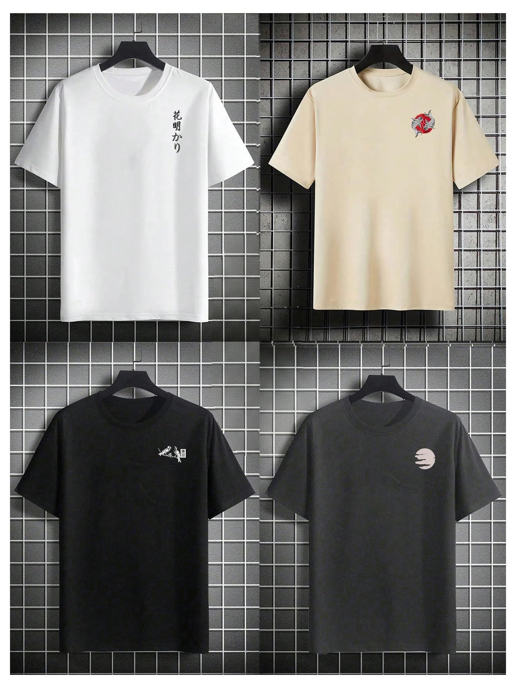 Men's 4 Piece Y2K Graphic Tees Short Sleeve Casual Crew Neck Summer Cool T-Shirts Top