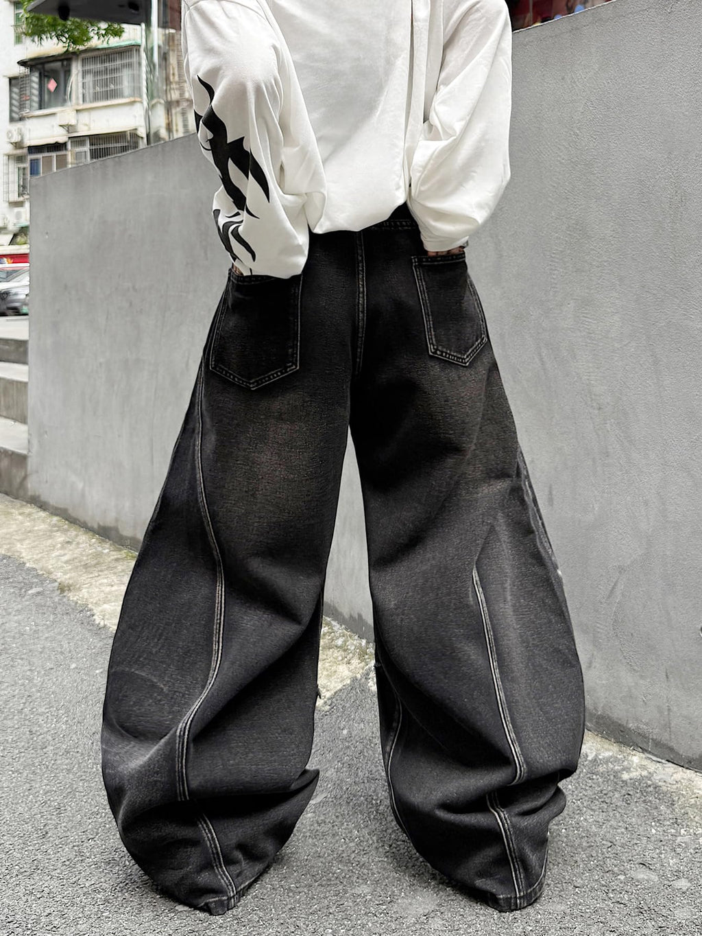 Mens Baggy Jeans Y2k Hip Hop Wide Leg Jeans Stylish Skater Denim Pants Casual Loose Fit Trousers Streetwear