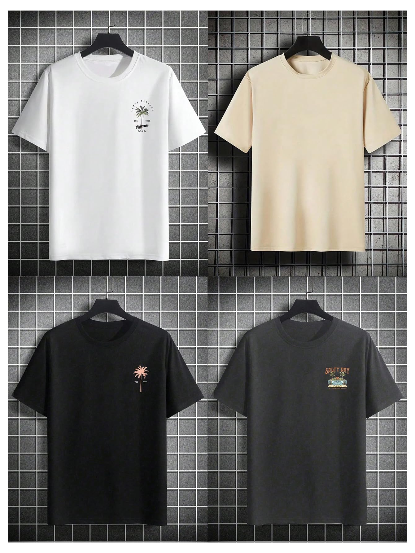 Men's 4 Piece Y2K Graphic Tees Short Sleeve Casual Crew Neck Summer Cool T-Shirts Top