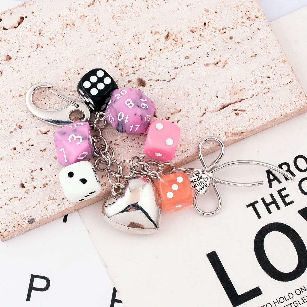 8 Ball Dice Charm Keychain - Cute Bag Purse Handbag Accessories - Y2K Aesthetic Key Chain for Women Men