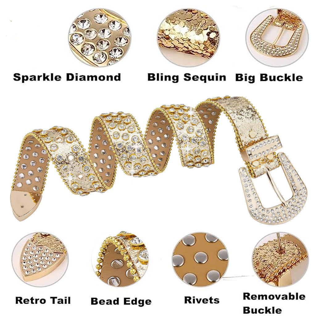 Studded Rhinestone Belts For Men Women Luxury BB Belt Y2K Bling Design Leather Shiny Diamond Christmas Gifts Belt