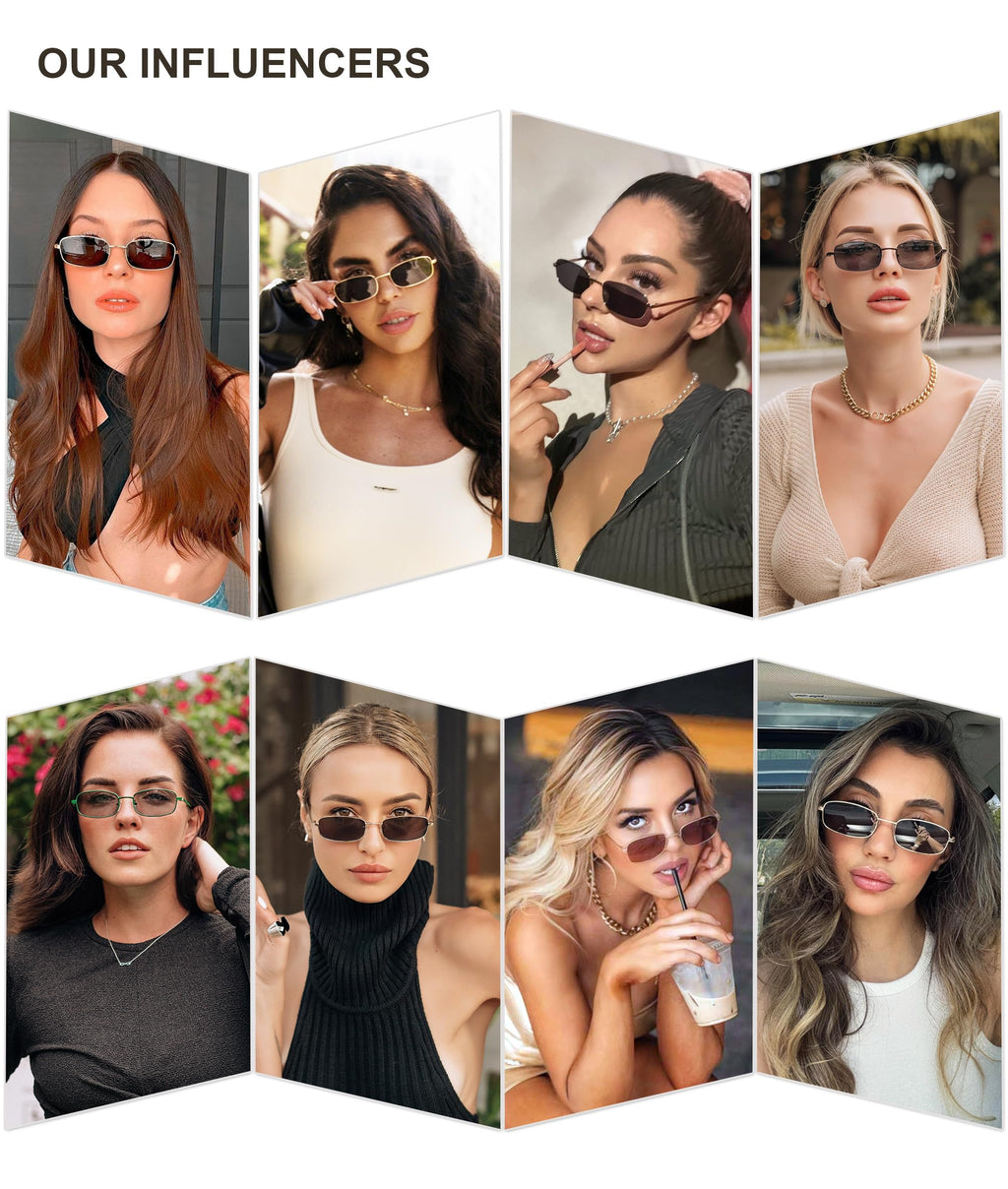 SOJOS Small Trendy Rectangle Sunglasses Womens Mens, Retro 80s 90s Y2k Chic Narrow Thin Skinny Sunnies SJ1187