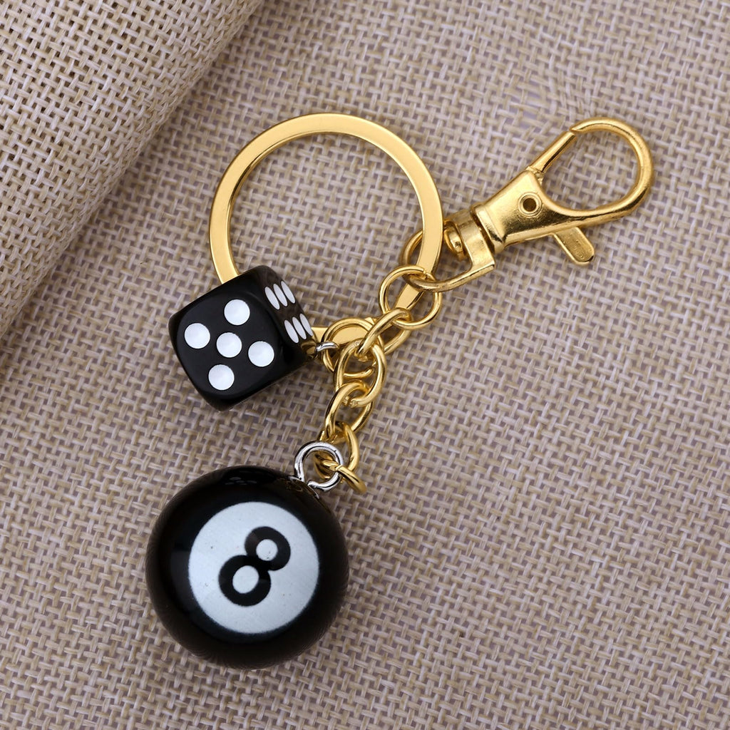 8 Ball Dice Charm Keychain - Cute Bag Purse Handbag Accessories - Y2K Aesthetic Key Chain for Women Men