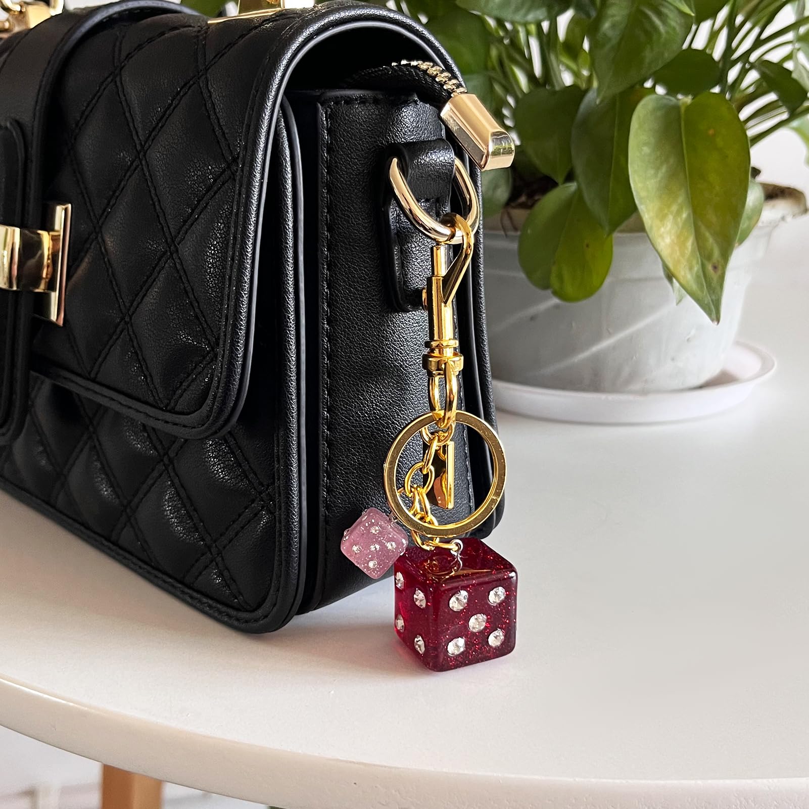 8 Ball Dice Charm Keychain - Cute Bag Purse Handbag Accessories - Y2K Aesthetic Key Chain for Women Men