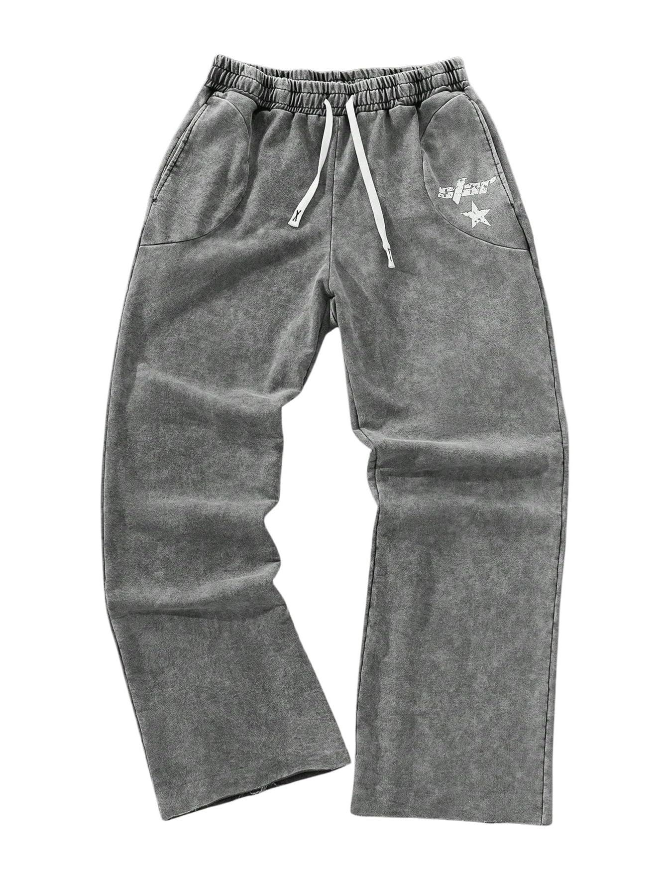 SOLY HUX Men's Y2k Baggy Sweatpants Straight Leg Drawstring Elastic Waist Hip Hop Casual Pants Streetwear