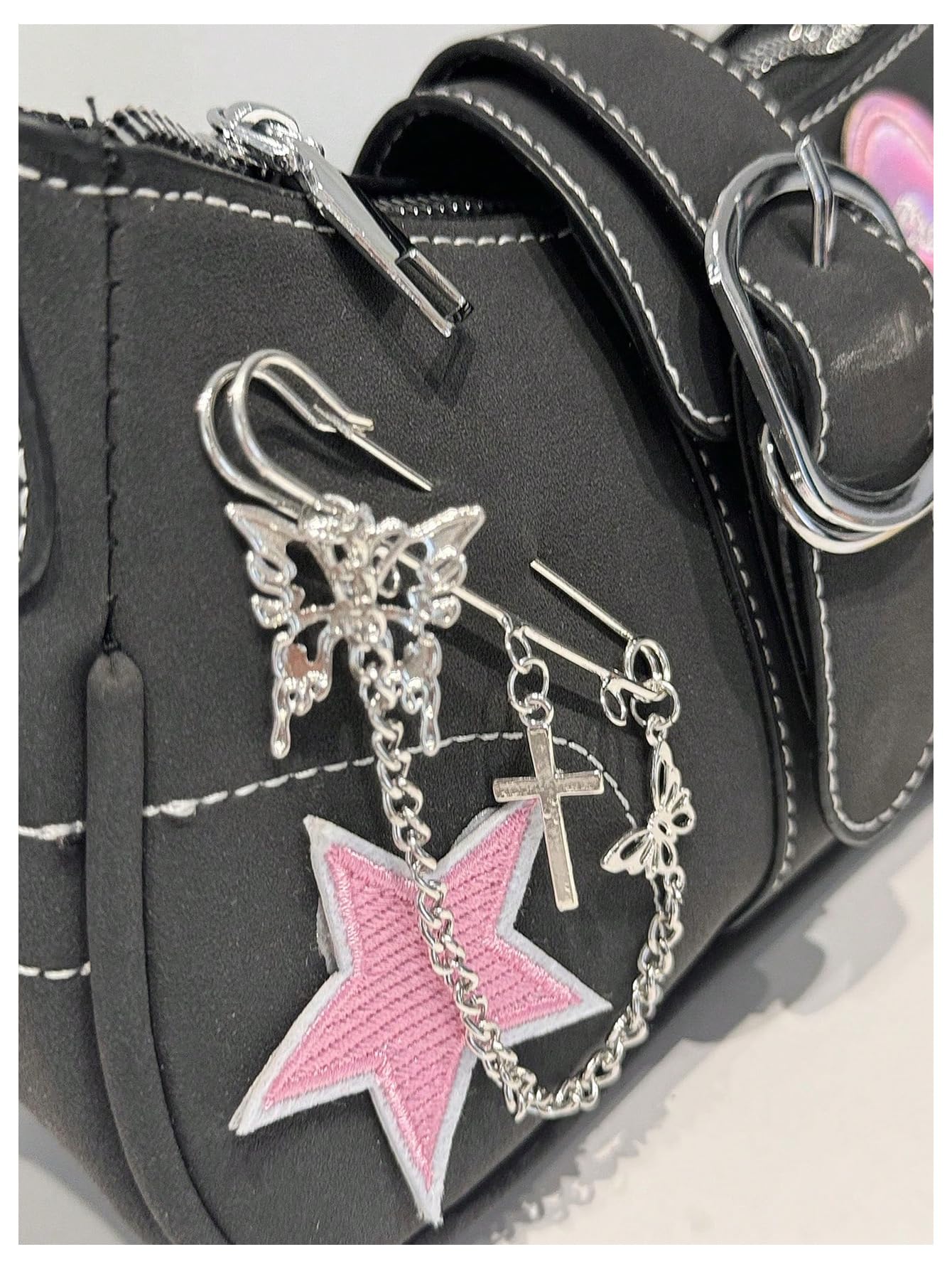 Verdusa Women's Y2k Star Embroidery Shoulder Bag Mini Chain Hobo Handbag Purses