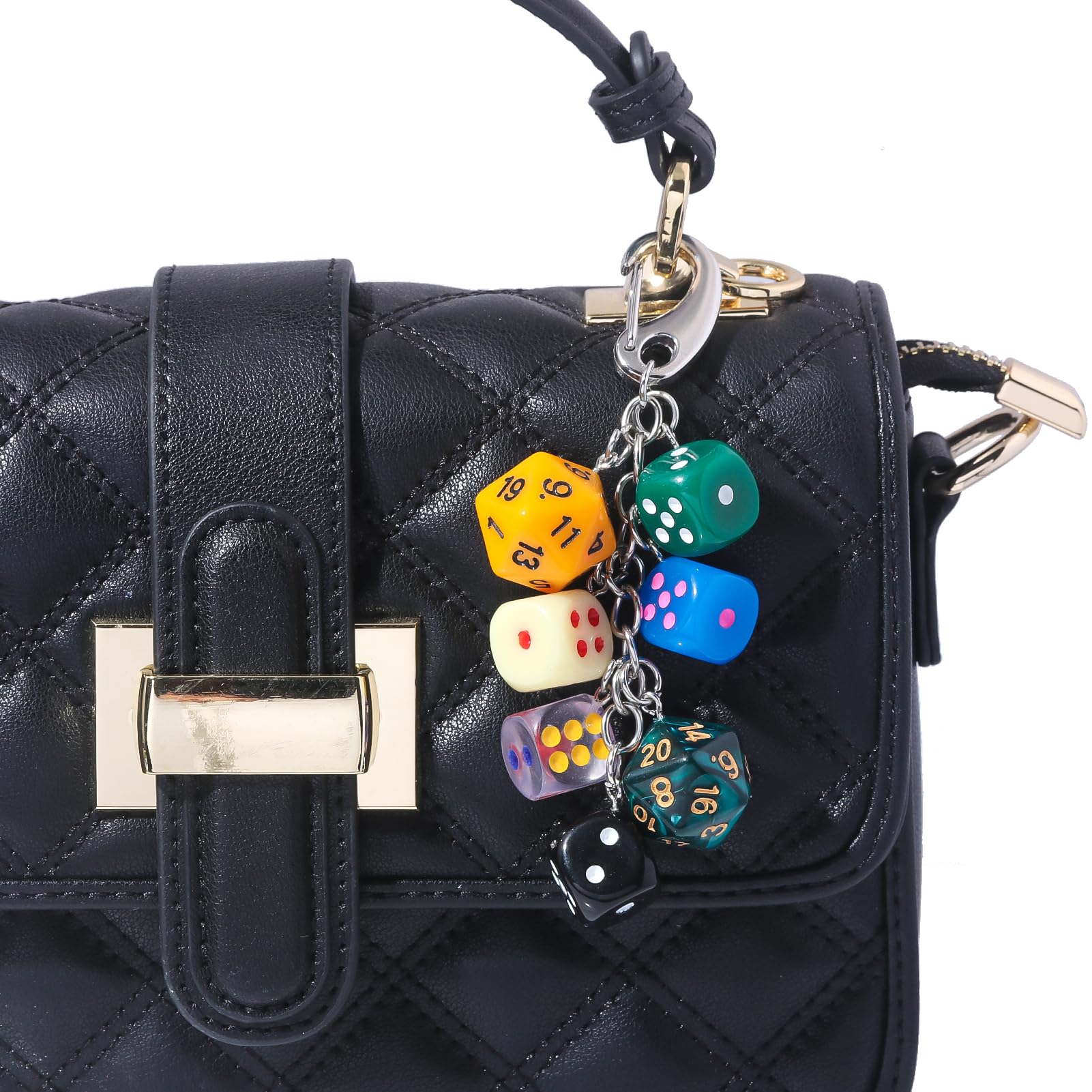 8 Ball Dice Charm Keychain - Cute Bag Purse Handbag Accessories - Y2K Aesthetic Key Chain for Women Men